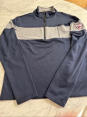 Rossignol Navy and Light Gray Half-Zip Pullover with Sleeve Patch